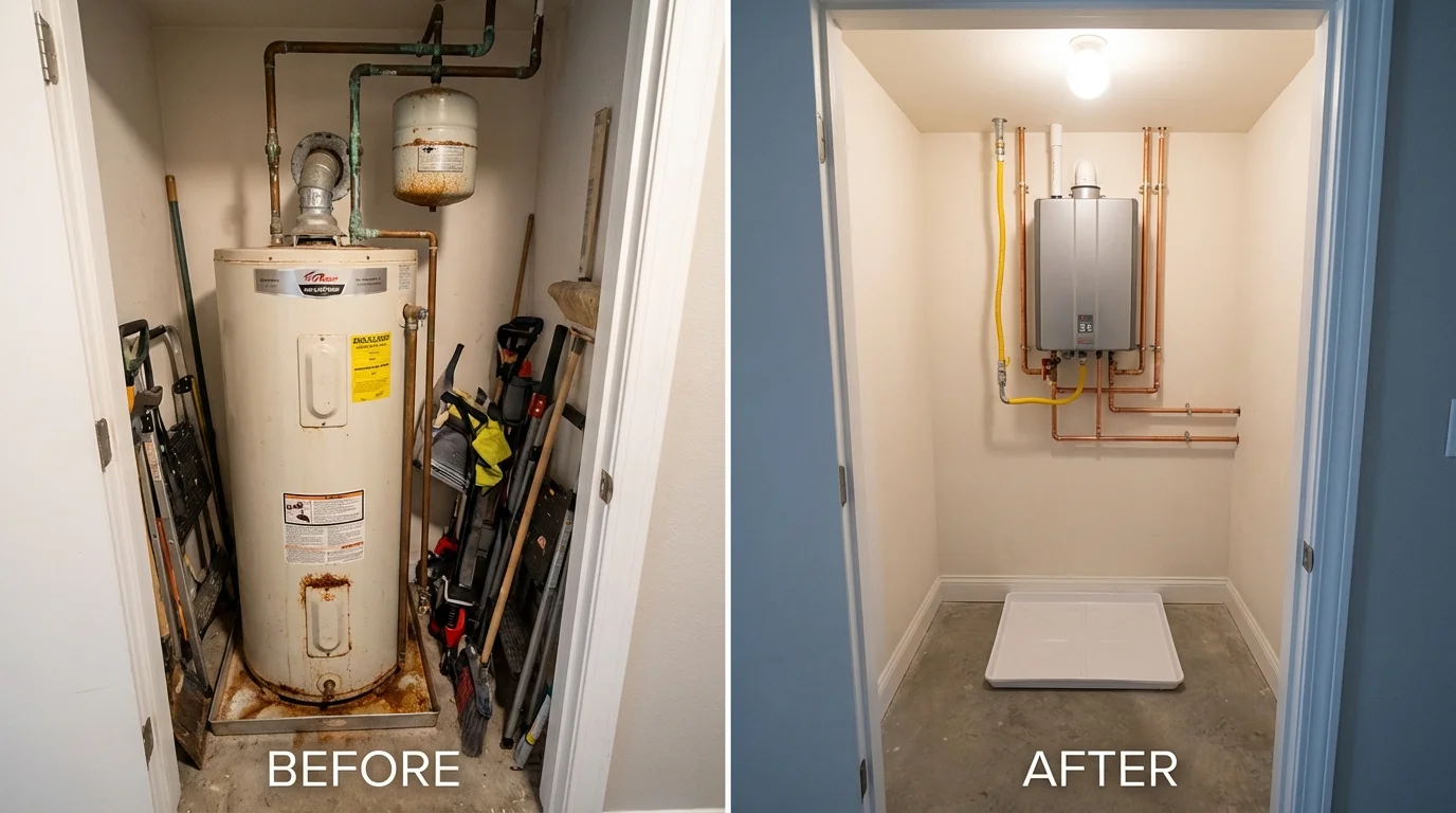 Tank water heater versus wall-mounted tankless unit comparison for Vidalia, GA homeowners