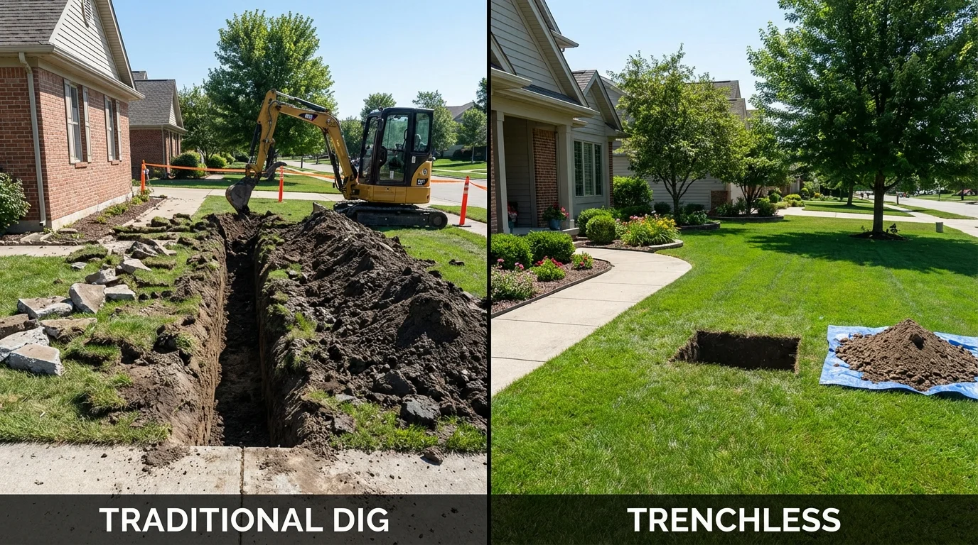 Trenchless sewer repair with minimal yard damage versus traditional excavation in Vidalia, GA
